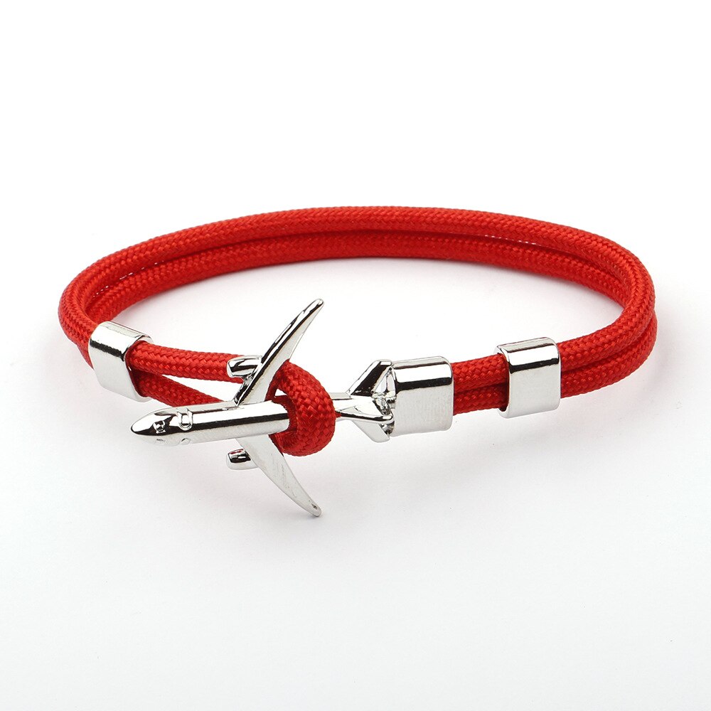 Gevlochten Armbanden Mannen Charm Rope Chain Vliegtuig Anker Armband Mannelijke Vrouwen Air Vliegtuig Stijl Gevlochten Armband Sport Haak: 15