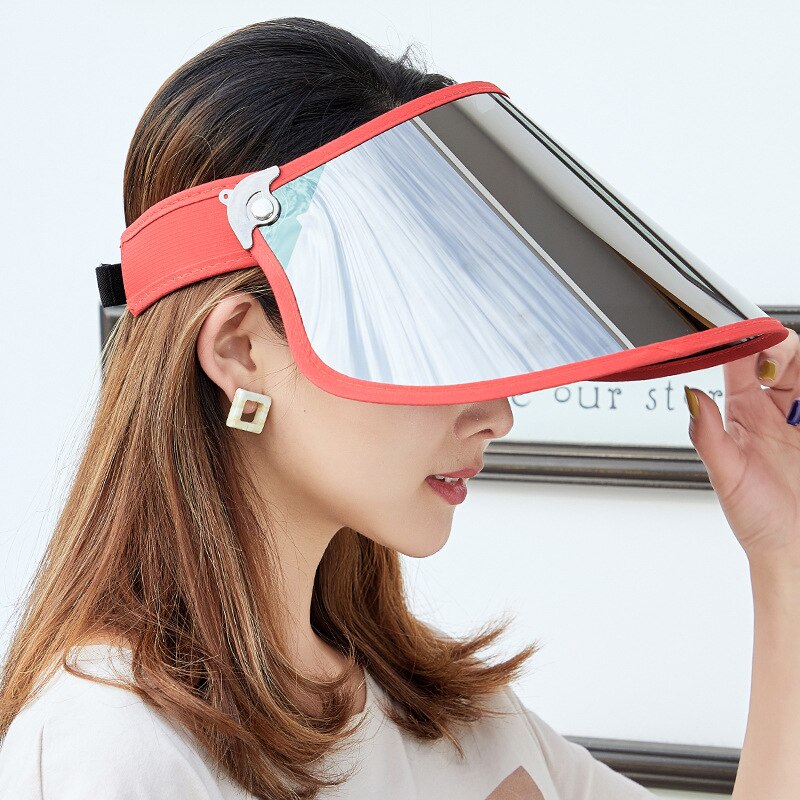 Korean Summer Long Eave Sun Cap Men Women Adult Sun Protection Sunscreen Hat Female Outdoor Riding Empty Top Casual Hats H7340: Red