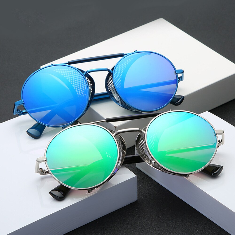 Ronde Steampunk Zonnebril Vrouwen Mannen Metalen Bril Vintage Metalen Frame Zonnebril UV400