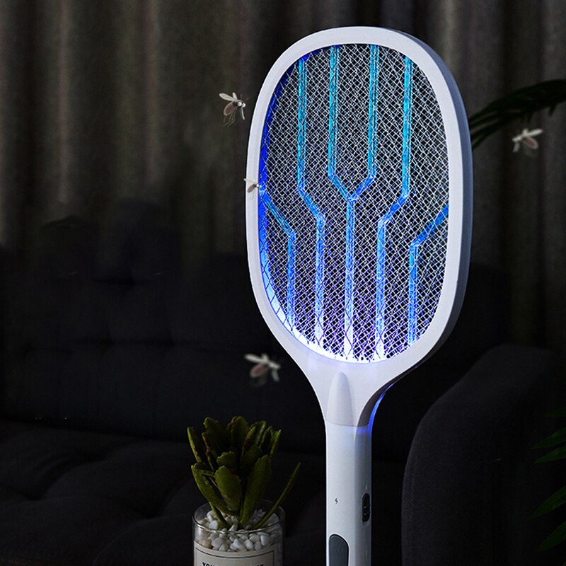 Matamoscas eléctrico recargable por USB, matamoscas 2 en 1, mata insectos