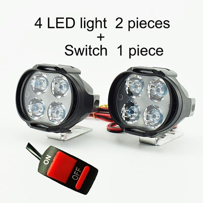 1 pair Motorcycle LED Headlight Scooter auxiliary Spotlight Headlamp 12V 24V 6500K Moto Fog lights Motorbike Spot Head Lamp DRL: Clear