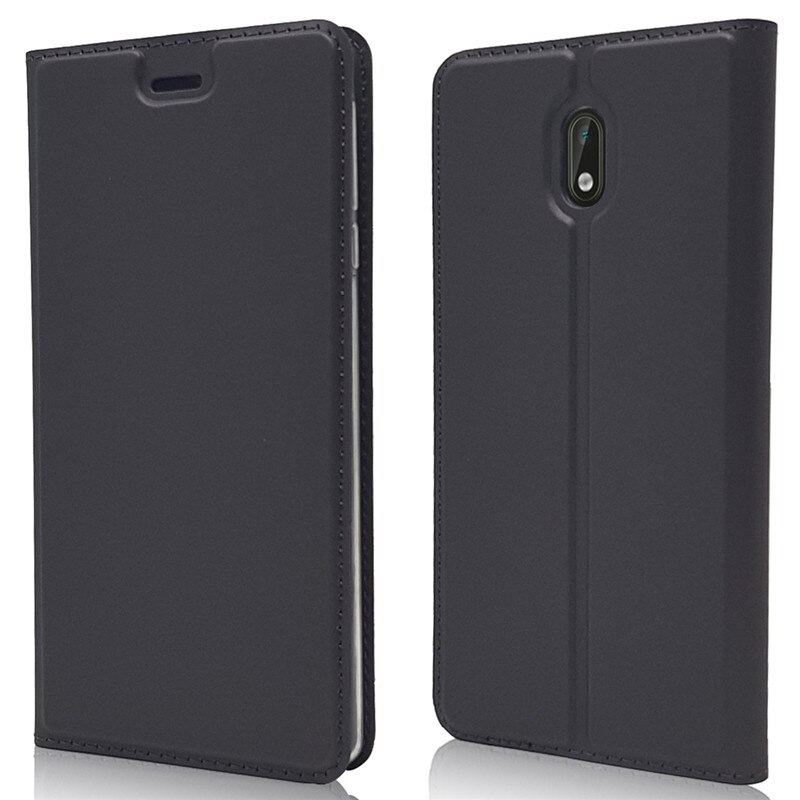 Leren hoesje voor coque nokia 3 hoesje voor fundas nokia 3 nokia 3 ta-1032 ta-1020 ta-1028 cover magnetische flip portemonnee telefoonhoesje: Grijs