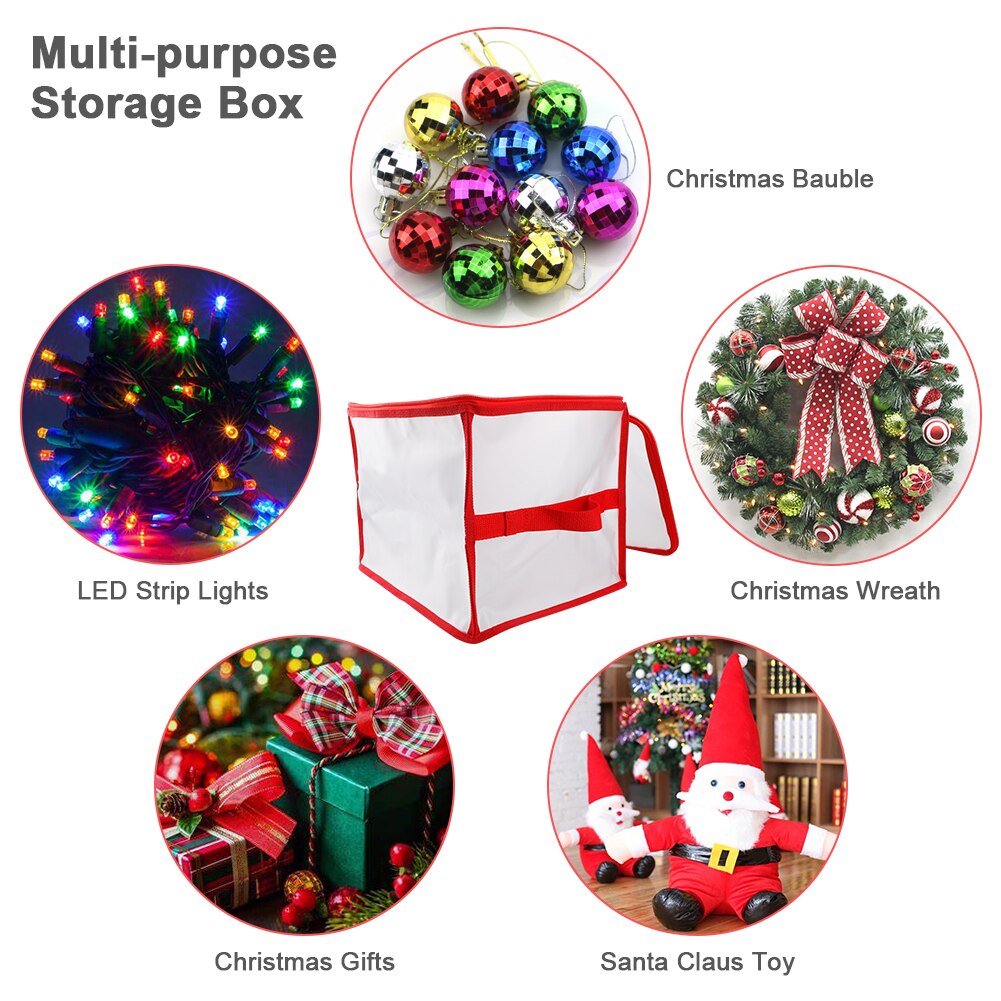 Caja de almacenamiento vacía desmontable con bolsa de almacenamiento de particiones interiores, soporte de flores de Navidad, luces LED, decoraciones, 1 ud.