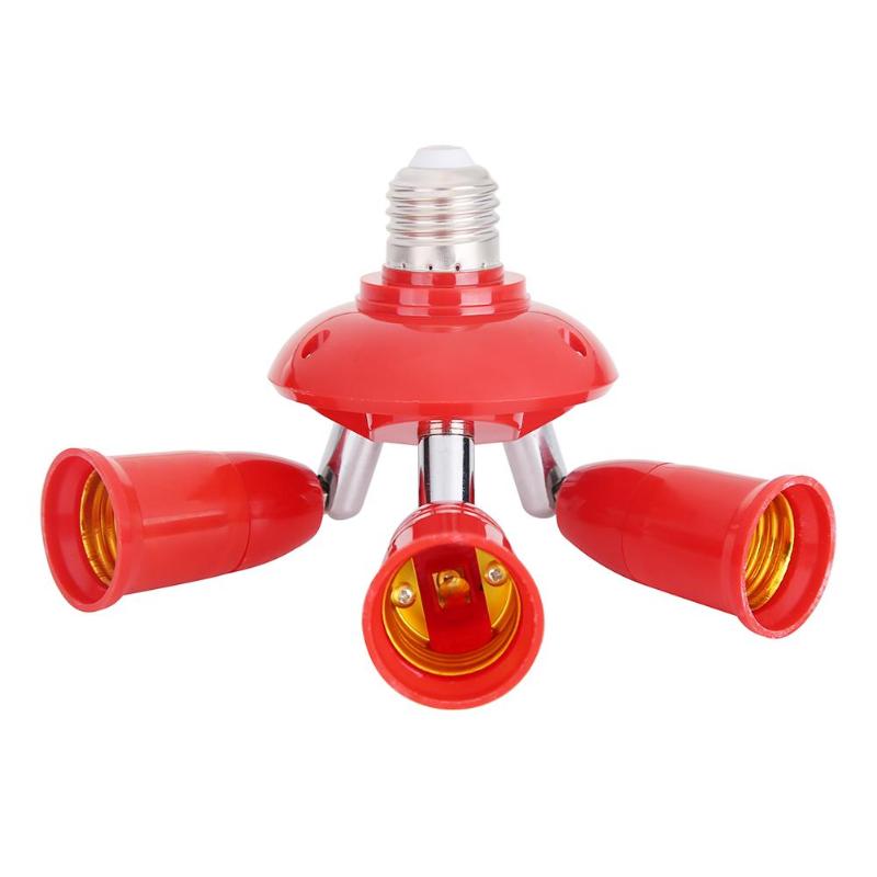 3 In 1 E27 Om E27 Lampvoet Socket Splitter Verstelbare Led-Lamp Adapter Houder Licht Extented Converter: Rood