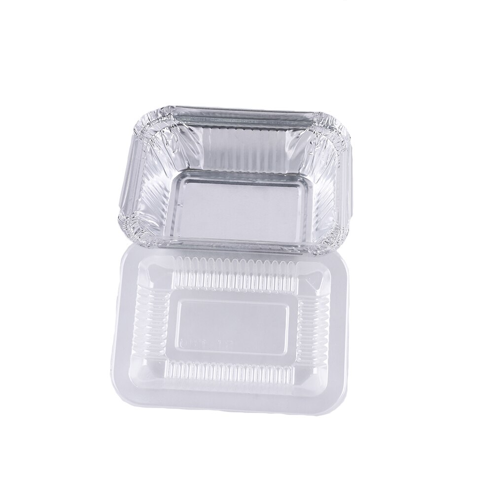 100pcs Aluminum Foil Containers With Plastic Lid For Restaurant Take-Out Packing Food