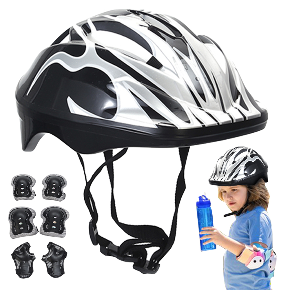 Kids Safety Helmet Knee Elbow Pad Set Toddler Helmet with Protective Gear Set for Bicycle Cycling Skateboard Scooter Skating: Red
