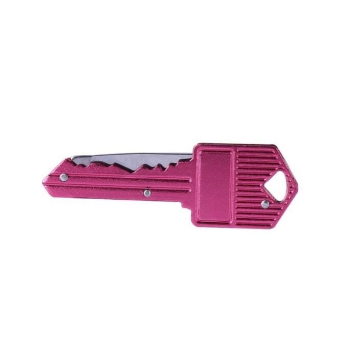 Mini Sleutel Mes Brief Camp Outdoor Sleutelhanger Ring Sleutelhanger Vouw Open Opener Pocket Pakket Overleven gadget Multi Tool Blade Doos kit: Rose Red