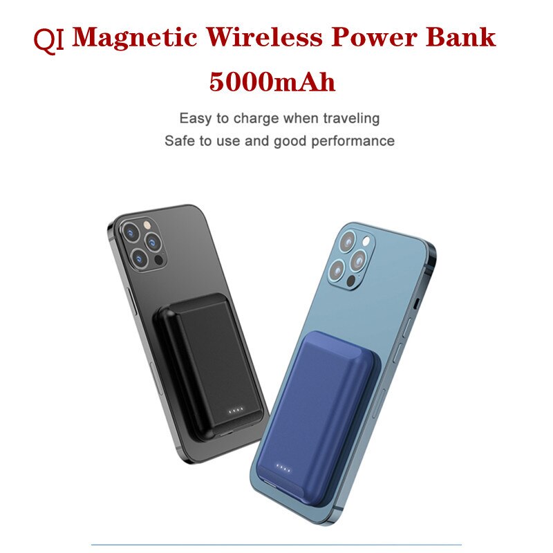 Qi Draadloze Magnetische Power Bank 5000Mah Universele Externe Batterij Mobiele Telefoon Draadloze 15W Pd 20W Magsafing Magneet powerbank