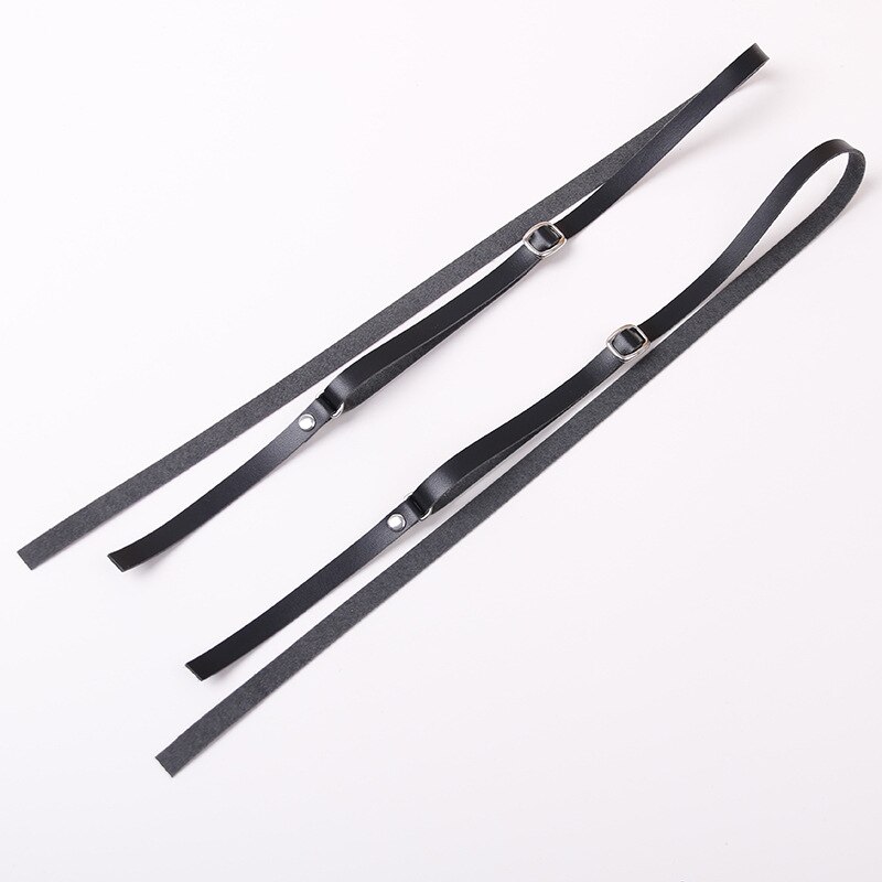 1 Pair Women Double-shoulder Adjustable Shoulder Strap leather Suspenders Pectoral Girdle Dress accessories Thin Straps: black