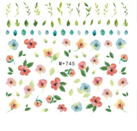 1 unidad de pegatinas para uñas, flores, flamenco, huevos, pollo, dibujos animados, deslizador, adhesivos para uñas, lavanda, arte de uñas, pegatinas de transferencia de agua,: 745