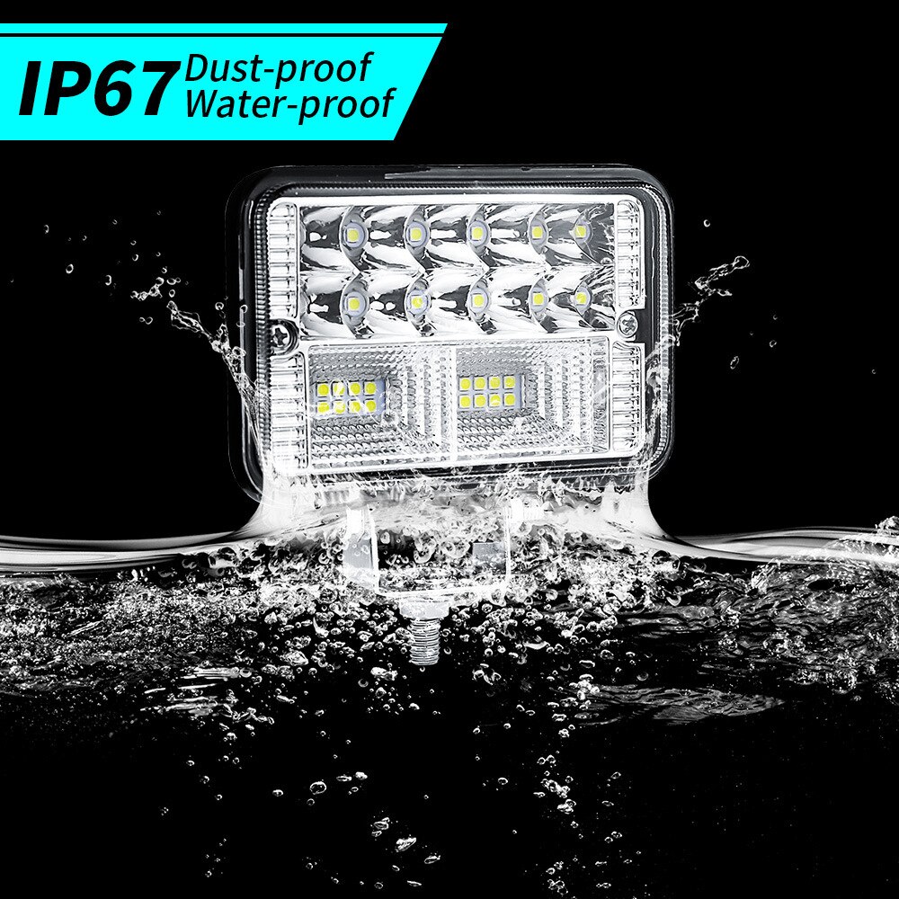 2pcs LED Work Light 12V 78W Waterproof Shockproof 6000K White Flood Pods