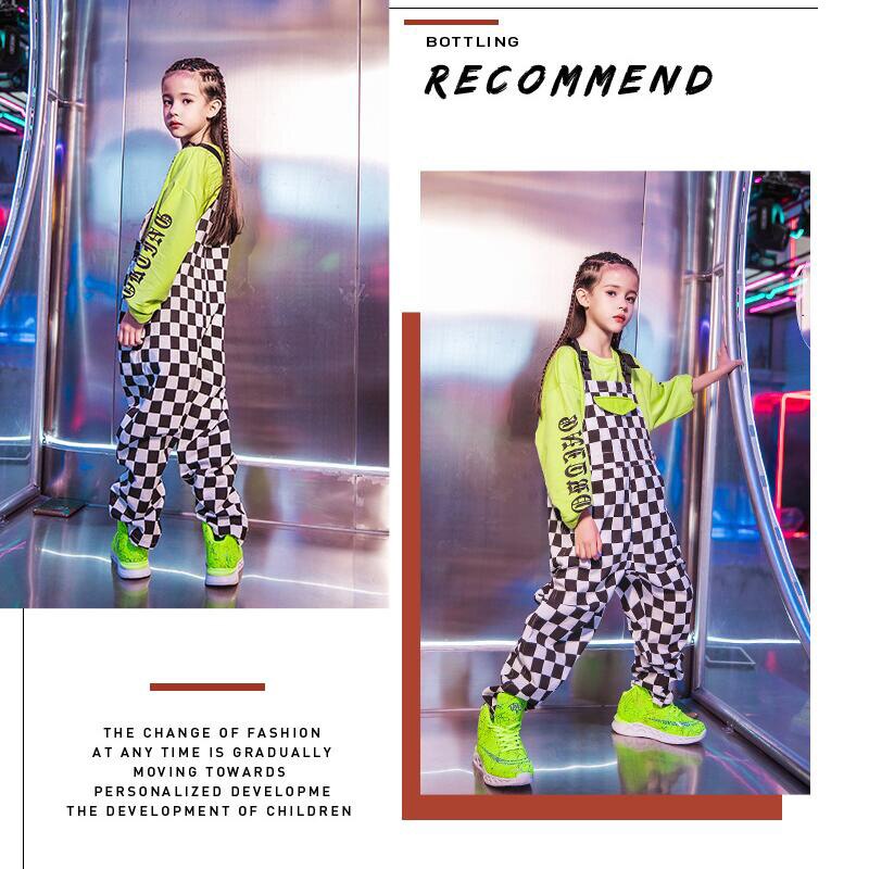 Crianças roupas de dança jazz ballroom dance festival trajes moletom tops calças hip hop trajes para meninas mostrar roupa de palco