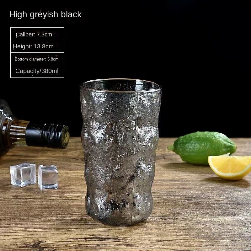 Gletsjer Glas Huishouden Japanse Stijl Water Cup Mannelijke Ontbijt Cup Ins Wind Bier Cup Sap Kopje Koffie Kopje Thee bar Benodigdheden: Smoky gray-380ml