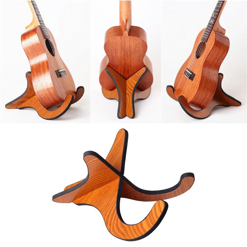 Wooden Ukulele Holder Folded Guitar Vertical Holder EVA Anti-collision Adhesive Strip Bass Violin Collapsible Stand