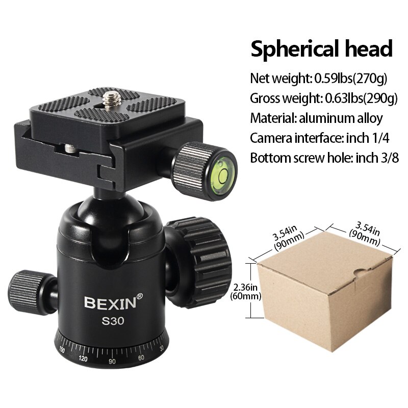Panoramic ball head aluminum alloy 360 degree horizontal rotation arca swiss tripod head suitable for SLR camera monopod tripod