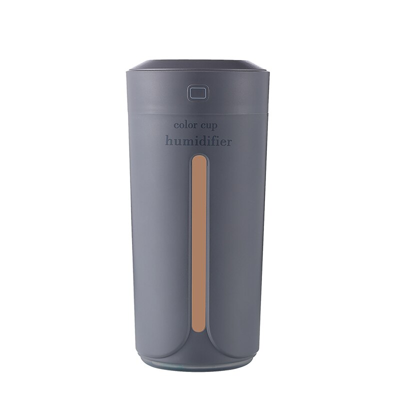 Ambientador de coche con USB, Humidificador ultrasónico de Color para el hogar, humidificador para el coche, purificador, atomizador, lámpara LED, difusor de aromaterapia: Gray