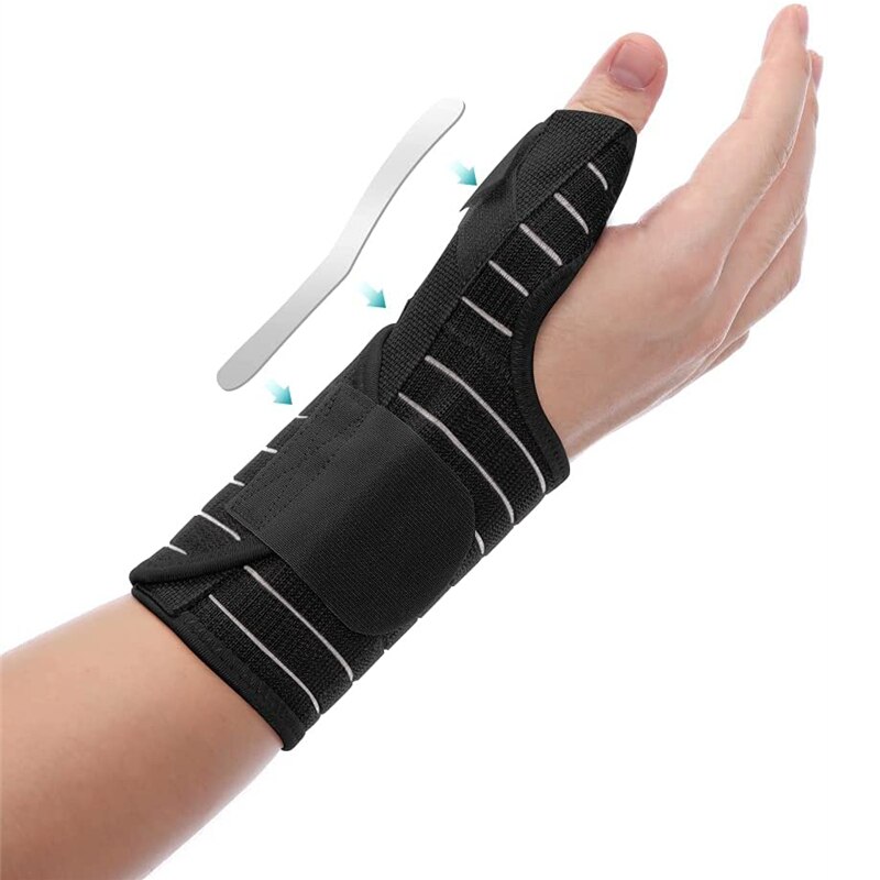 Ademend Pols Duim Brace Voor Mannen Vrouwen Verstelbare Metalen Spalk Duim Brace Voor Tendinitis Verstuikingen Carpaal Tunnel Pijn: Black-Right