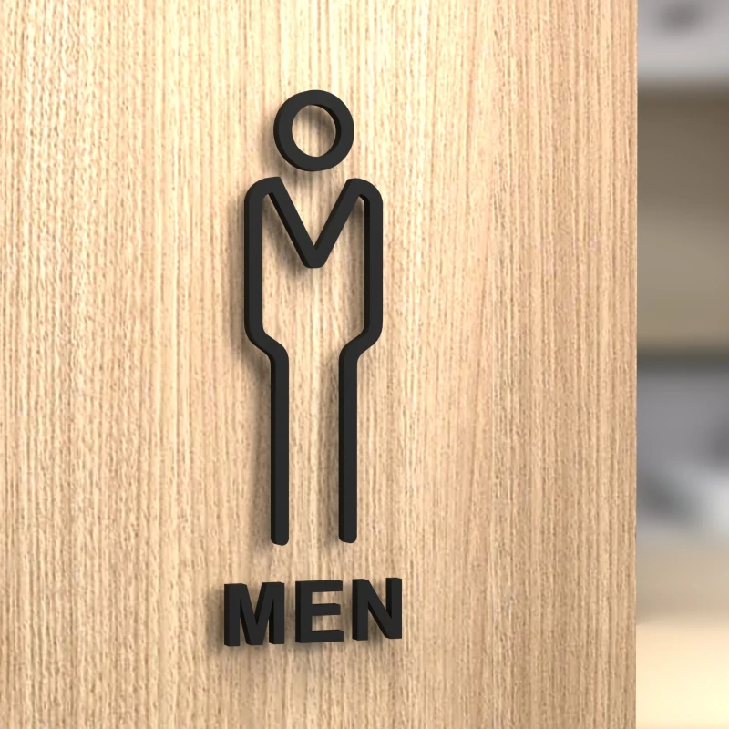 Restroom Signage Hotel Room Home Sign WC Public Restroom Signage Acrylic Reminder Sign Bathroom Signage Door Sign: 40x30cm / Rose Golden