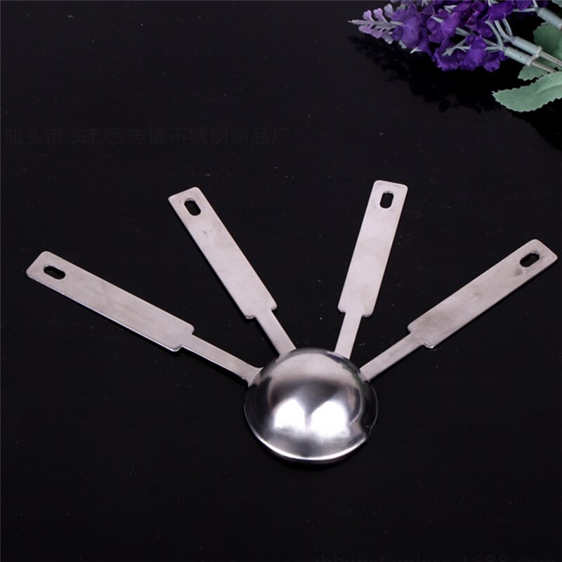 4 unids/set medidores de utensilios de cocina juego de tazas medidoras de acero inoxidable precisas cucharas medidoras cuchara para hornear azúcar