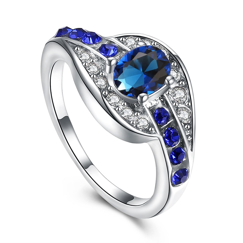 MISANANRYNE Einzigartige Schmuck Blau Oval Zirkon Stein Ring Silber Farbe Hochzeit Verlobung Ringe Für Frauen Männer