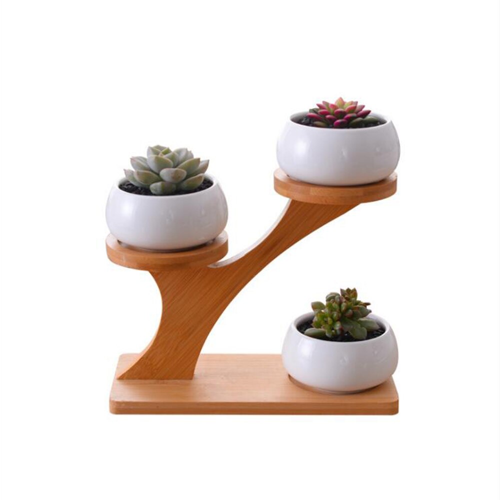 Modern Bamboo Wood Flower Pot Holder Durable Planter Pot Smooth Surface Plant Basket Pot Home Plant Shelf Garden Accessories