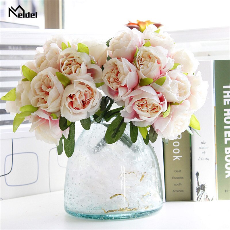 10 Heads Silk Roses Bundle Artificial Roses Flower Bridal Bouquet for Wedding Decor Year Home Table Wall Flores Artificiales