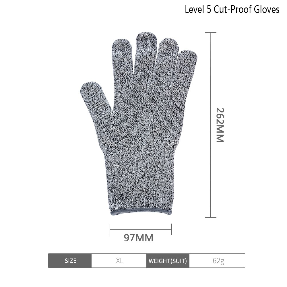 Anti-cut handsker skærebestandige handsker fødevarekvalitet niveau 5 beskyttelse tråd metal handske køkken skære sikkerhedshandsker til fiskekød: Størrelse xl