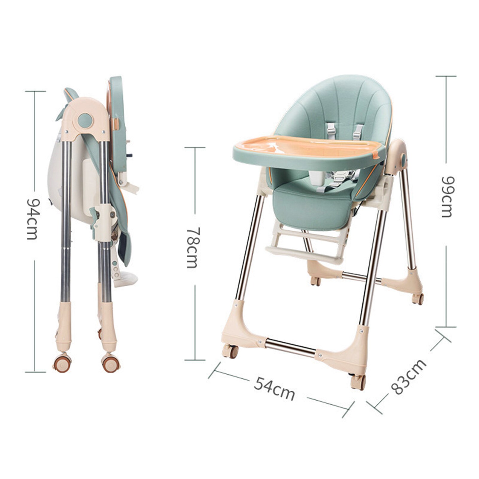 Silla alta para niños pequeños, mesa de cena para bebé, sillas plegables ajustables multifunción para niños, silla alta