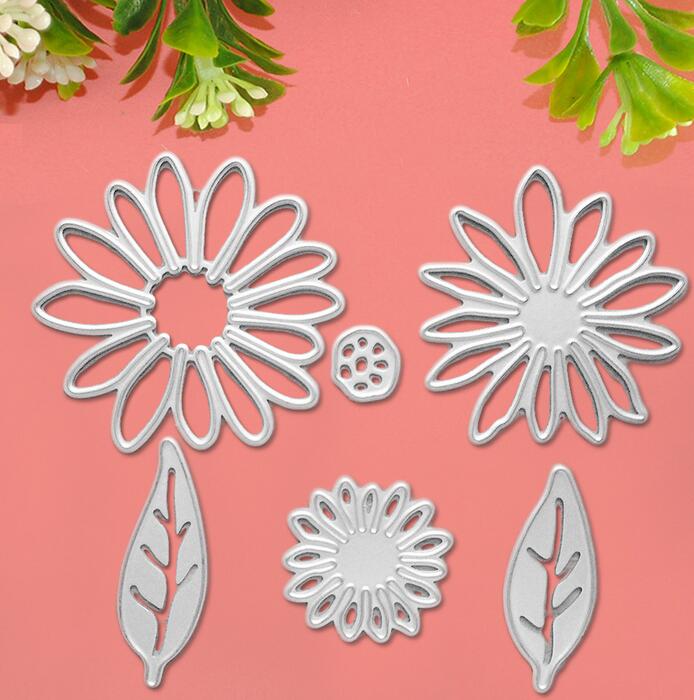 8 verschillende Stijlen Metal Carbon Stalen Vierkante Embossing Stansmessen Stencils Sjablonen Set voor DIY Scrapbooking Album Papieren Kaart: Flower Leaves