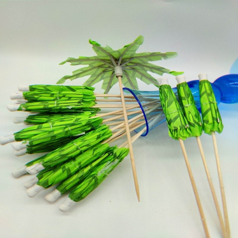 Drinken Parasols Cocktail Sticks Kokospalm Vormige Cocktail Paraplu Sticks Met Bamboe Tandenstokers Voor Keuken Cupcake Toppers