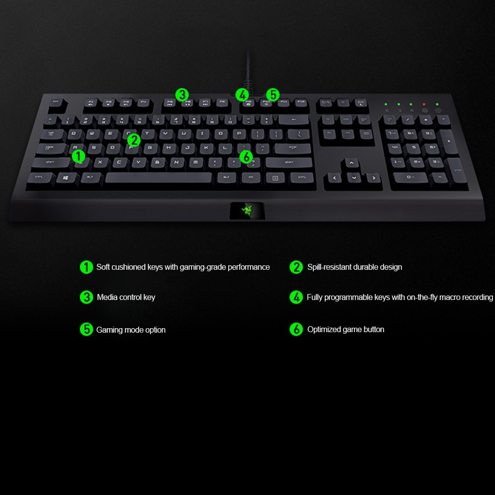 Razer Cynosa Wired Gaming Keyboard Membrane Keyboard for Game Macro Recording Programmable Keys 104 Keys for Laptop PC