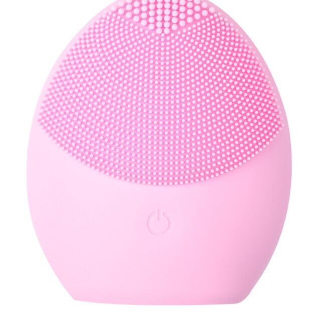 2020 nuova spazzola per la pulizia del viso in silicone mini massaggio elettrico strumento per la pulizia del viso impermeabile spazzola per la pulizia dei pori del viso profondo morbido: Colore rosa