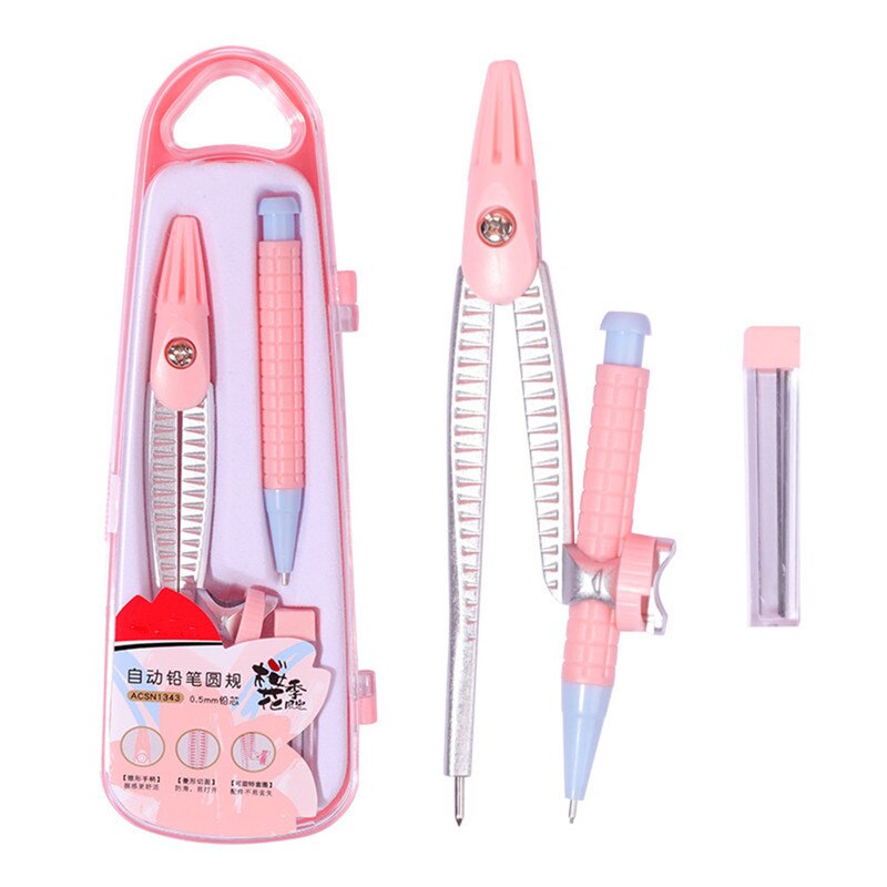 Student Set of Compasses Automatic Pencil Writing Stationery Office Protractor Compass Kid Geometry Mathematics Teaching Aids