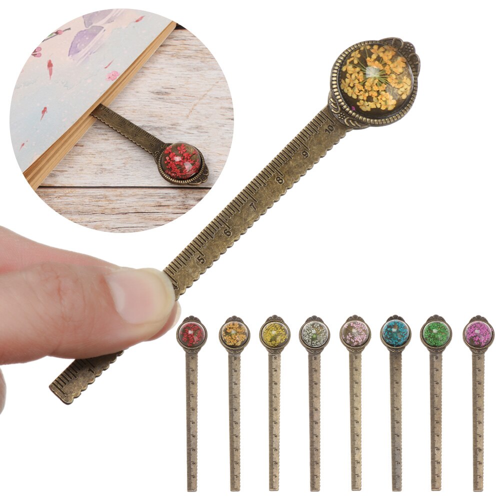 Flower Bookmark Ruler 2 in 1 Multifunction Retro Metal Flower Bookmarks ... – Vicedeal
