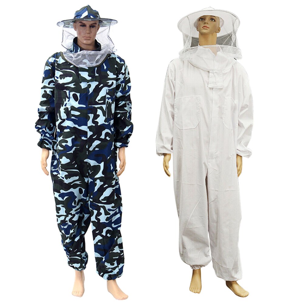 Beginner Beekeeping Suit Full Body With Veil Hood Beekeeper Anti Bee Safety Protective Clothing Zipper Outfit Hat Ventilated