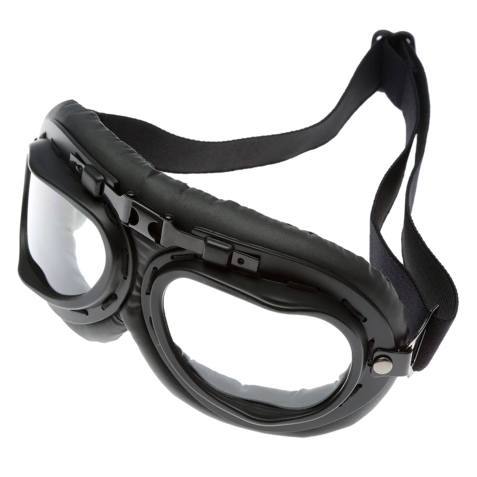 Retro motorcykel glasögon glasögon vintage motor klassiska glasögon för pilot steampunk atv cykel koppar hjälm ski outsport: Klar lins