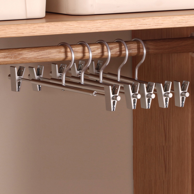 5 st mattguldfärgade byxgalgar halkfria metallgalgar platsbesparande klädbyxor torkställning för förvaring: Silver-