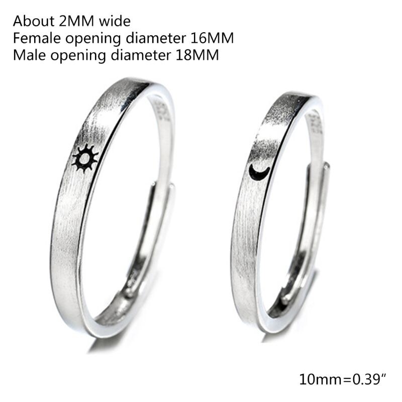 Sol og måne elsker par ringe sæt simple mænd kvinder ring forlovelse bryllup smykker