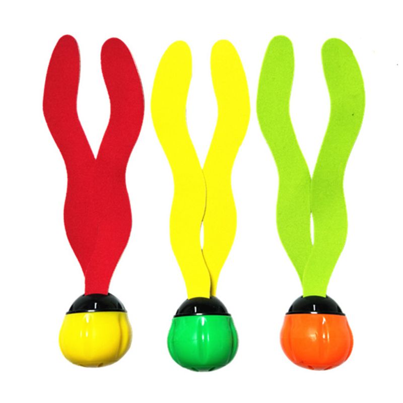 3 Pcs Diving Seaweed Shape Swimming Pool Toy Colorful Sinking Underwater Fun Toys for Kids Dive Training and Retrieve