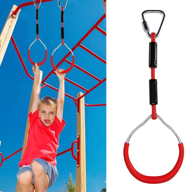 Swing Bar Rings 3PCS adjustable Colorful Swing Gymnastic Rings for Kids Boys Girls Weatherproof Outdoor Gymnastic Ring Ninja Obs