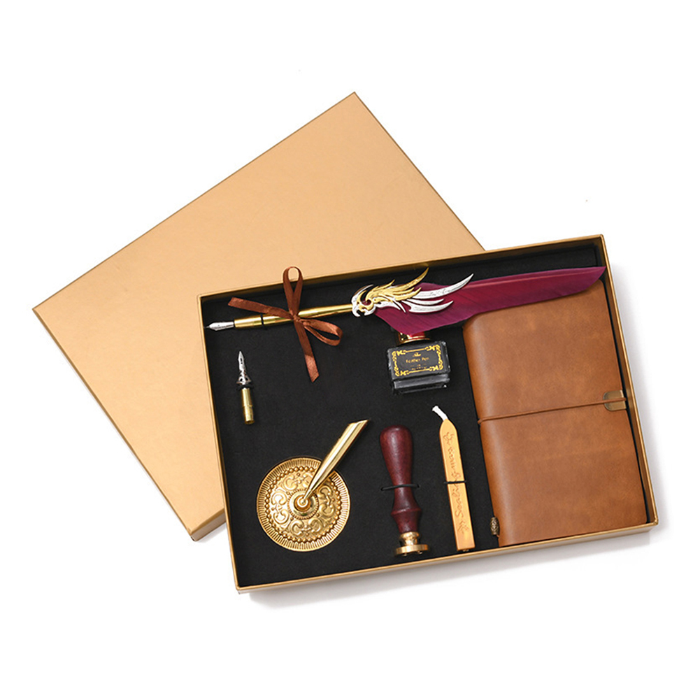 Kalligrafie Veer Dip Pen Schrijven Inkt Set Briefpapier Box Met 5 Nib Bruiloft Quill Pen Desi Fontein Bruiloft Pennen: 07