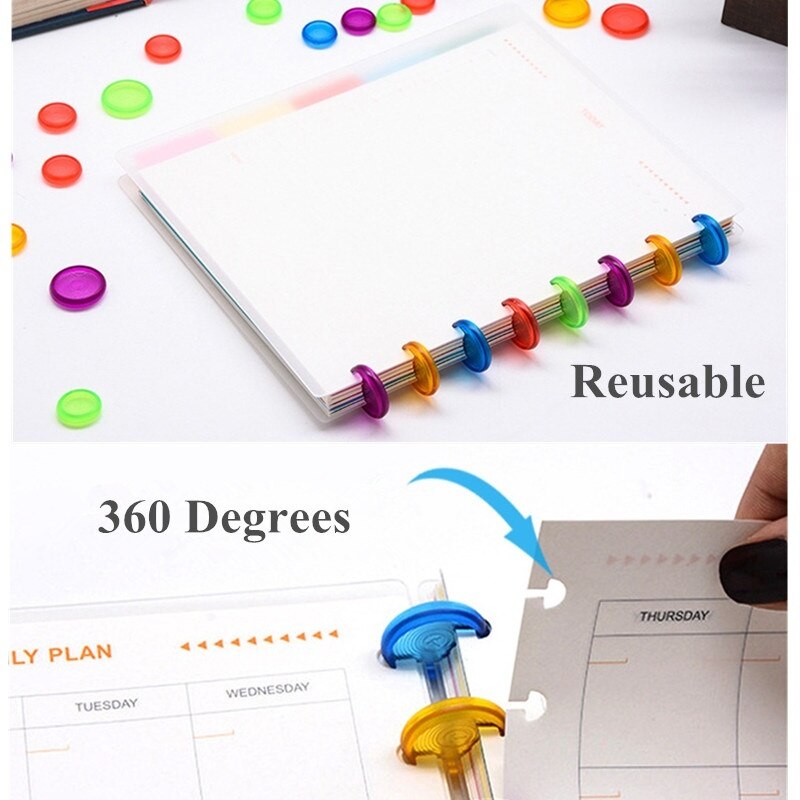 DISCBOUND DISCS 100pcs Ring Binder 18mm/24mm Colorful Binding Rings Made of ABS Material for Notebook CX19-004