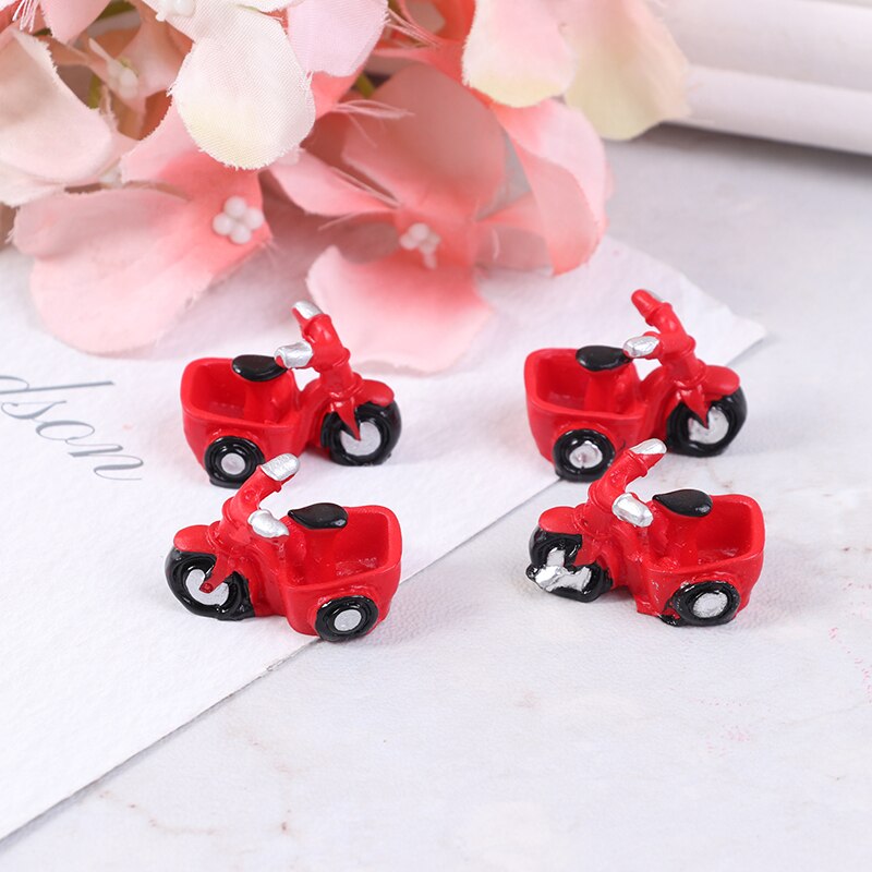 4Pcs Poppenhuis Motorfiets Driewieler Vervoer Miniatuur Ornament Diy Micro Poppenhuis Woondecoratie