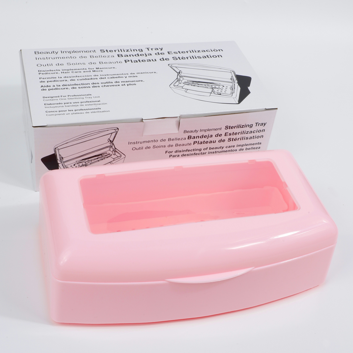 1 pz Vassoio sterilizzatore per utensili per unghie, scatola di disinfezione bianca per pinza metallica in acciaio, pinzette Pulitore per attrezzature Sterilizzazione pulita in plastica: Colore rosa
