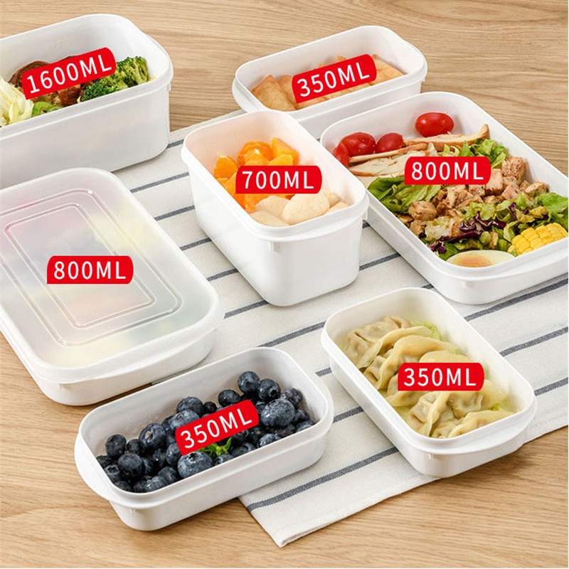 Fiambrera para horno microondas, contenedor de alimentos, caja blanca libre de BAP con tapa esmerilada, material sanitario, contenedor de almacenamiento de alimentos