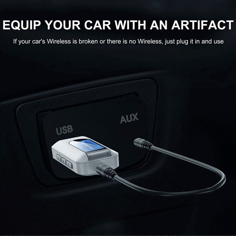 LCD Screen Display Bluetooth 5.0 Adapter Bluetooth Transmitter Receiver 2 IN 1 Wireless Audio 3.5mm USB AUX