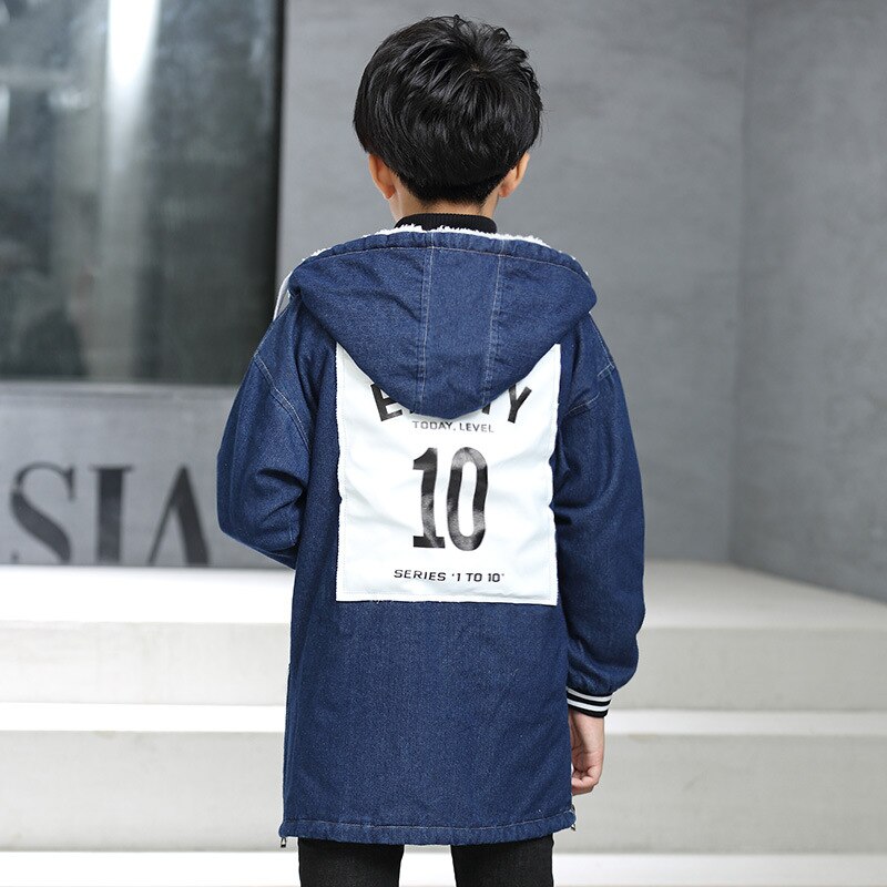 Nuovi Bambini Ragazzi Giubbotti Denim Panno Morbido di Spessore Bambini del Cappotto 5-12 Vecchio Formato Autunno Inverno 9BBT034