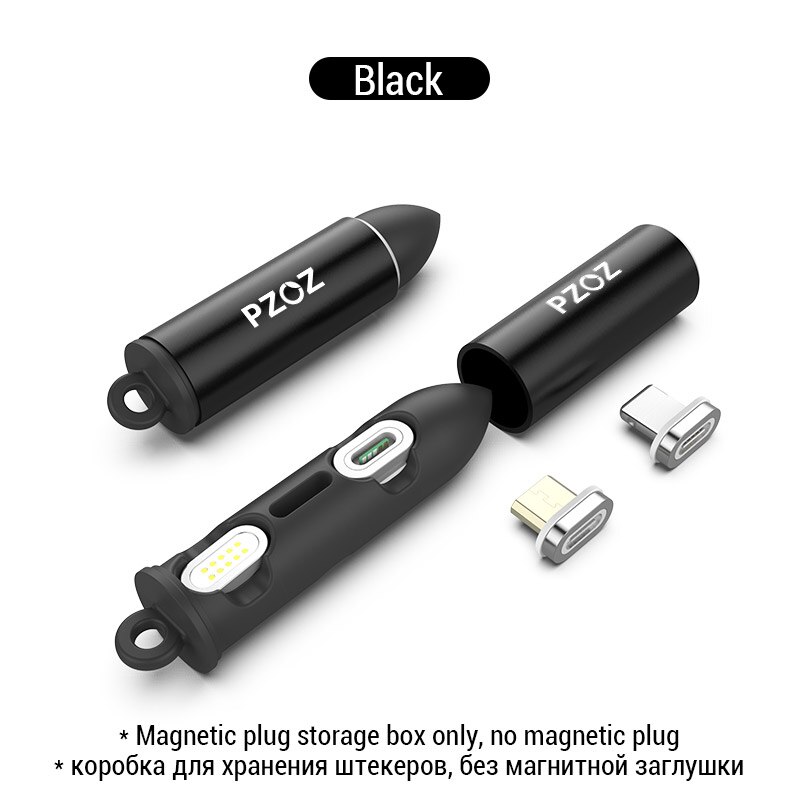 PZOZ Magnetic Cable 2M Type C Micro USB C Fast Charging Phone Microusb Type-C Magnet Charger usb c Charge cord for iphone xiaomi: Black Box NO Plug