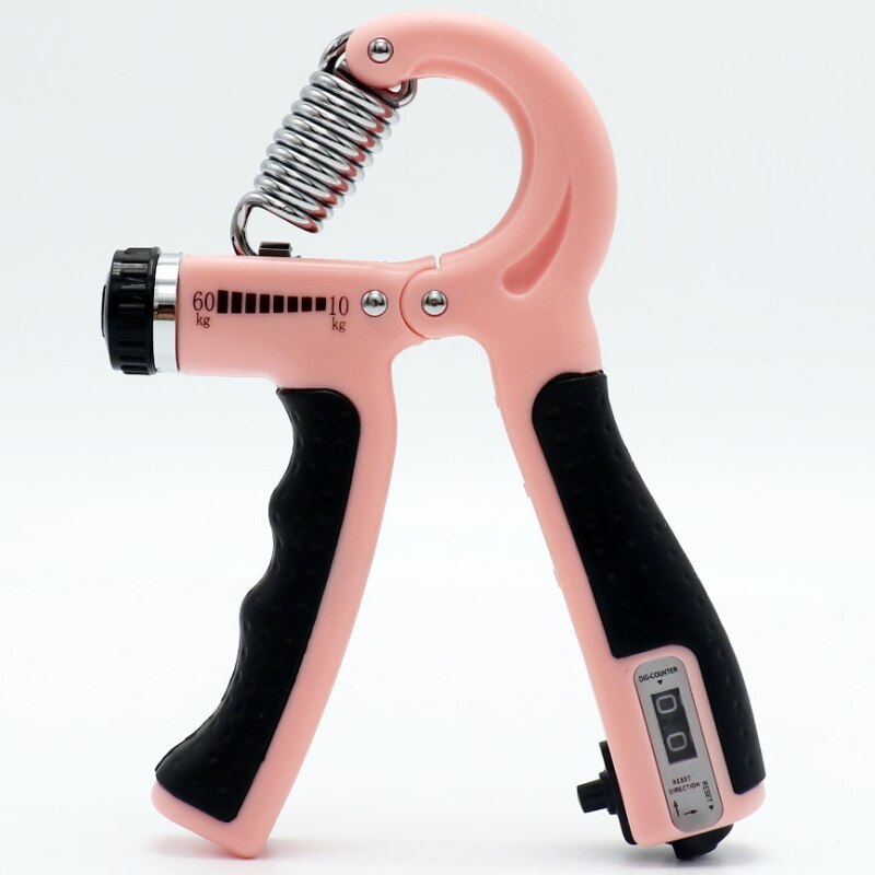 10-60Kg Adjustable Heavy Gripper with counter Fitness Hand Exerciser Grip Wrist Training Spring Finger Pinch Carpal Expander: Pink
