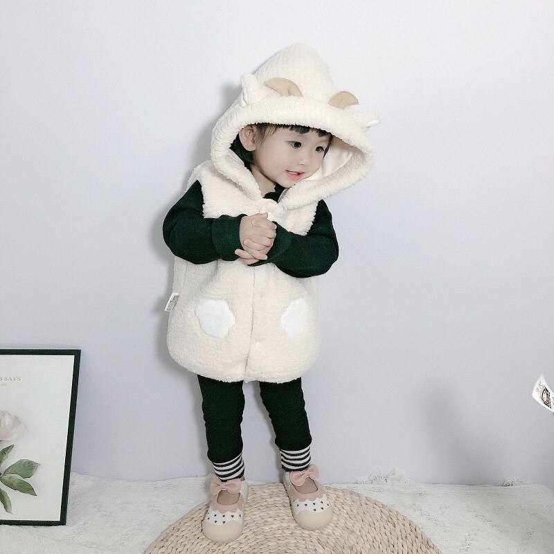 Baby Vest Unisex Polyester Hooded Baby Meisje Kleding Cartoon Jas Mouwloze Uitloper Baby Boy Kleding Herfst Winter